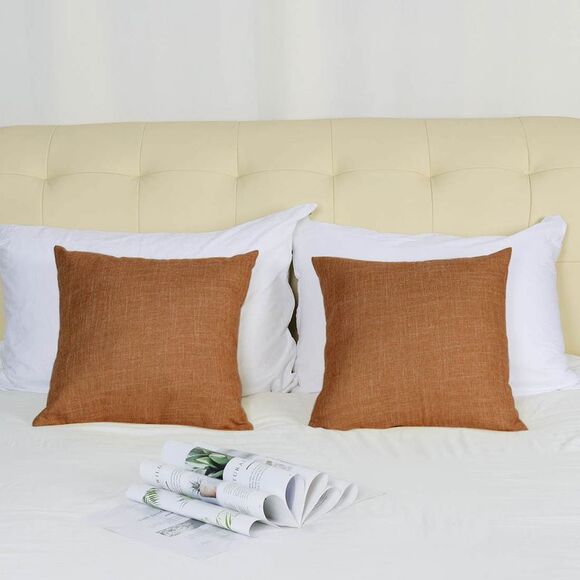 2pcs Linen Throw Pillow Covers Blank Cotton Square Cushion Cover Orange - Picture 3 of 6